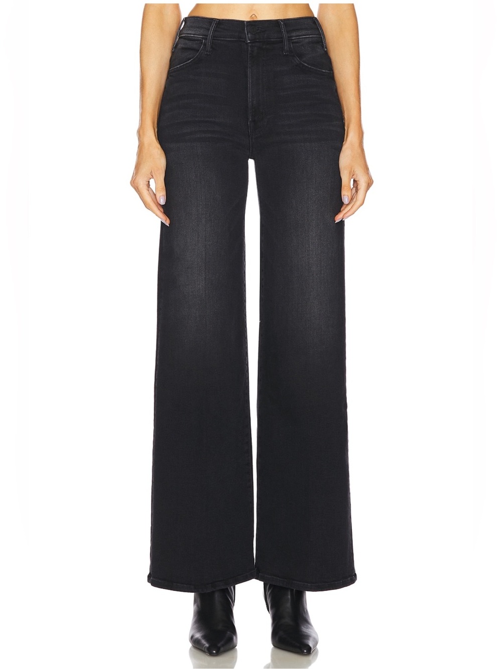 MOTHER Lil’ Petite Hustler Roller Sneak Jeans in Not Today Satan